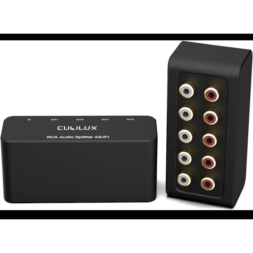 Cubilux AS-R1 4-Way Audio Splitter Box - 4-Channel Stereo RCA Splitter - Aluminu